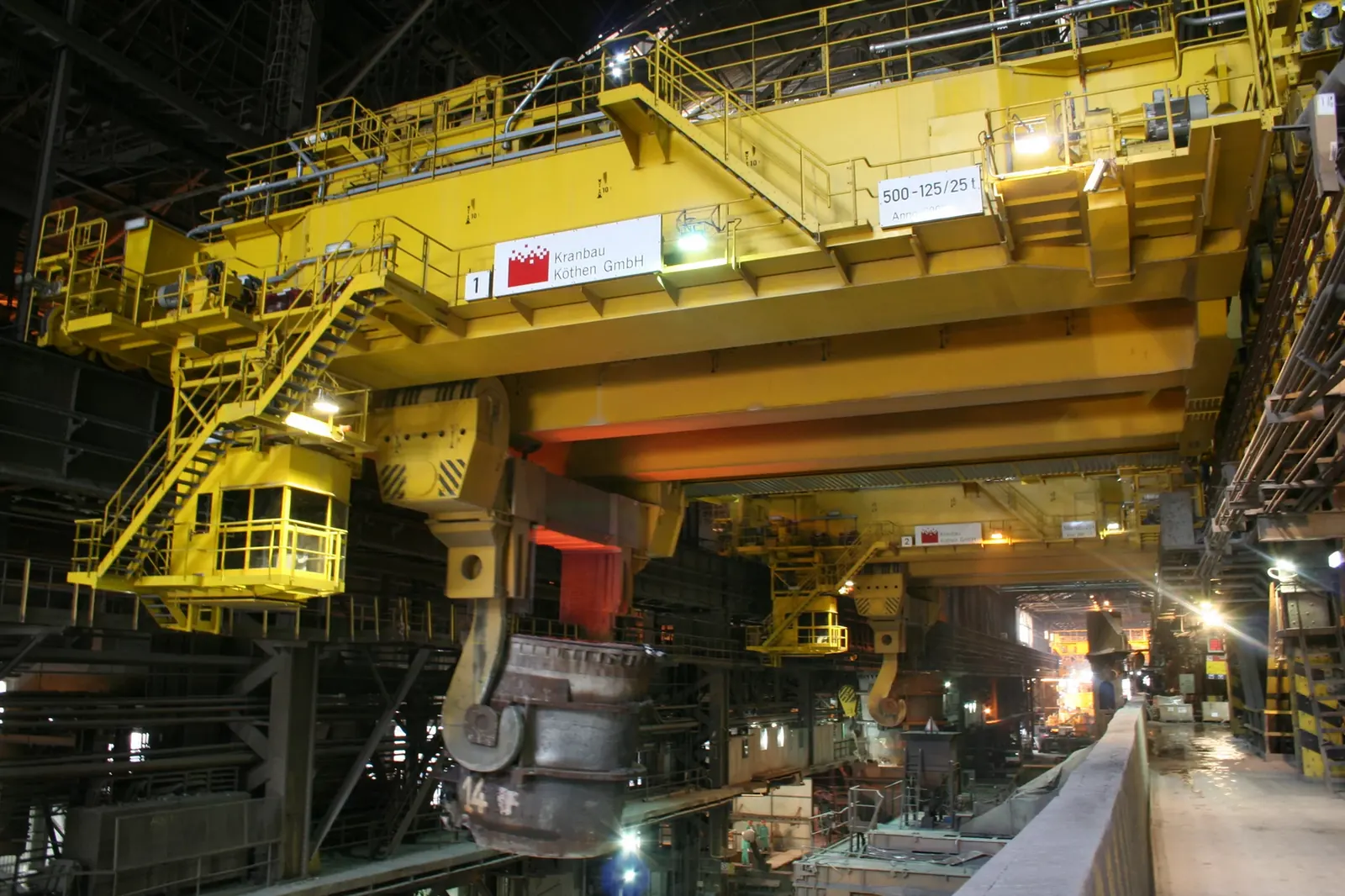 Ladle crane in a steelworks