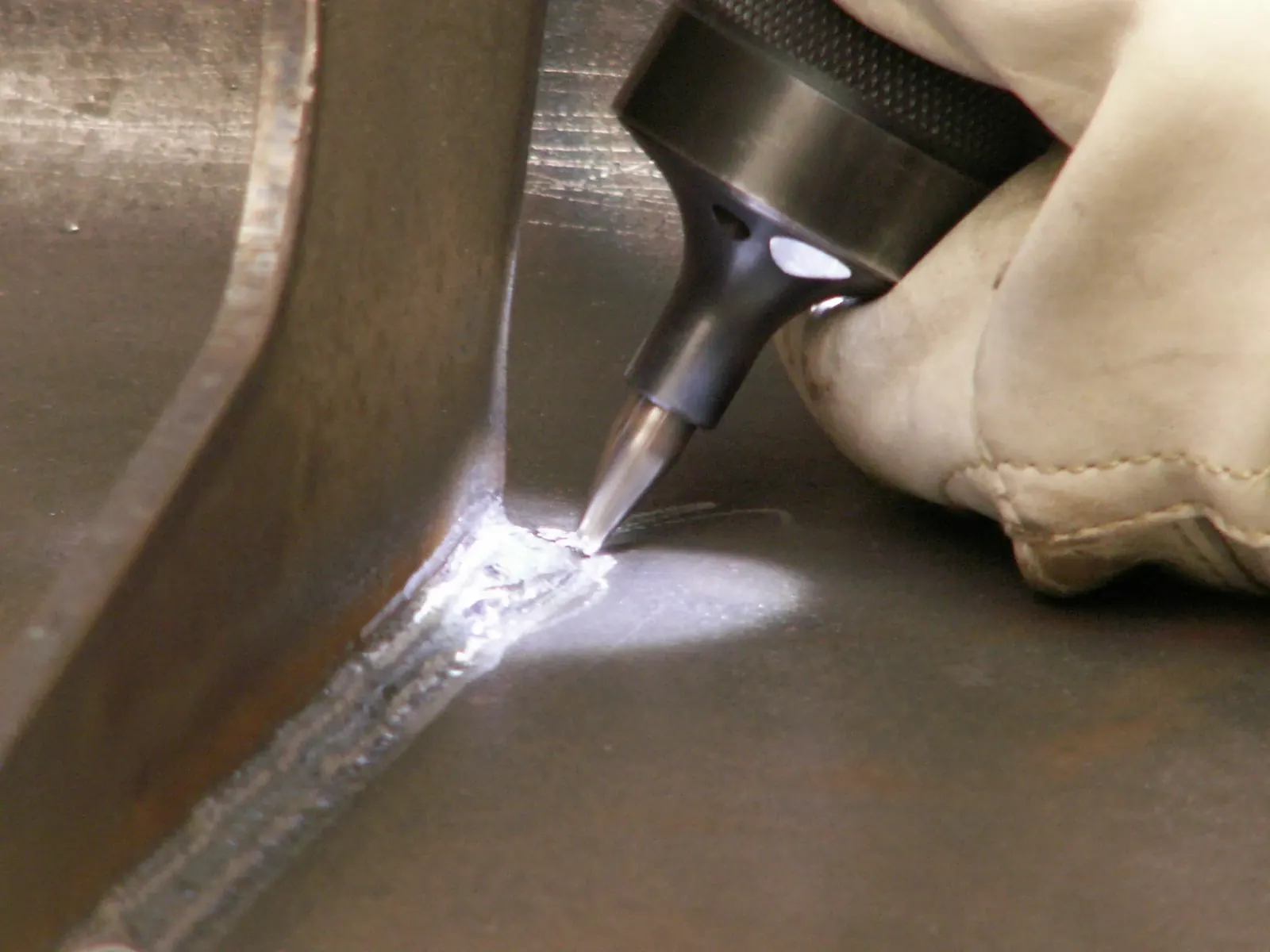 HiFIT pin treating the weld toe of a fillet weld