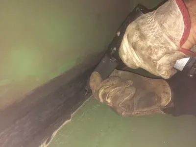 HiFIT tool treating a fillet weld inside a steel structure