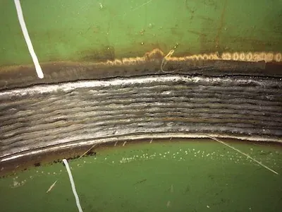 Treated circumferential weld with the treatment area marked